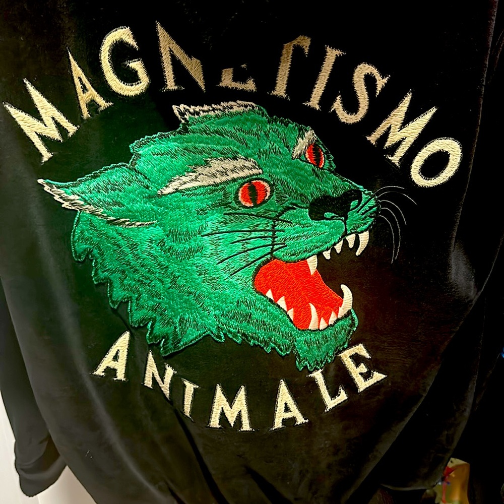 Gucci Magnetismo Animale Black Velour Embroidered Men NWT Alessandro Michele Era